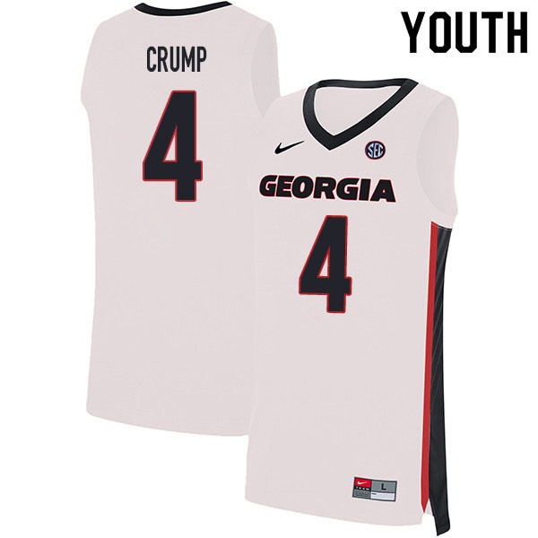 2020 Youth #4 Tyree Crump Georgia Bulldogs College Basketball Jerseys Sale-White